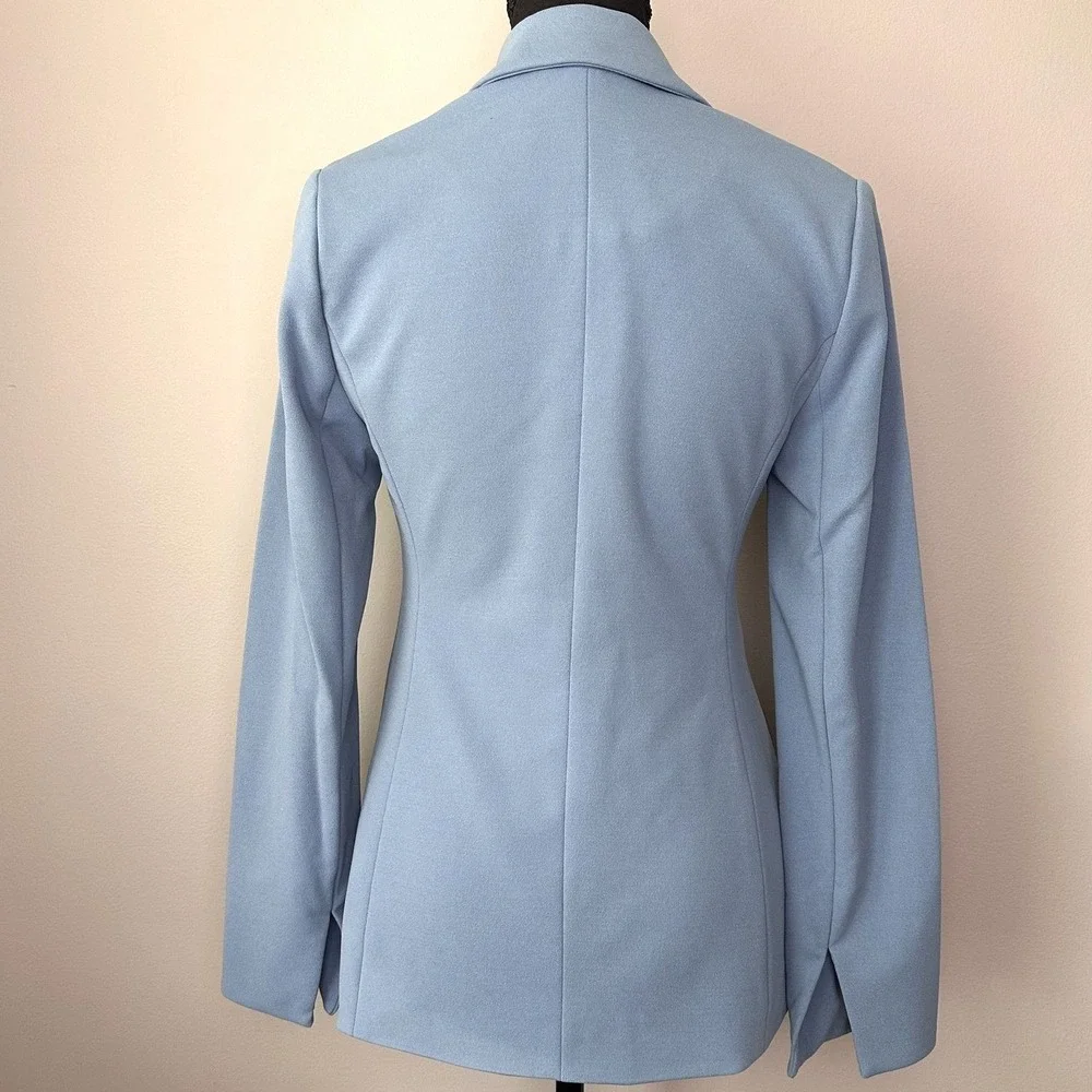 Single Button Blazer Women XXS Blue Embellished Studded Jacket Dopamine Dressing
